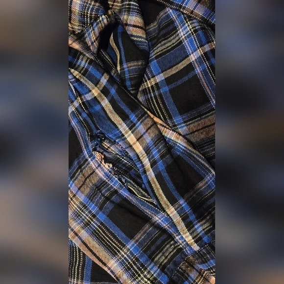 Express, Size S, Purplish Plaid Longsleeve Button-up (USE FOR FABRIC) - Picture 3 of 11